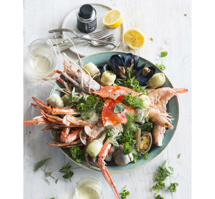Steamed Shellfish with Sant'Erasmo castraure baby artichokes and Isole delle Rose extra virgin olive oil
