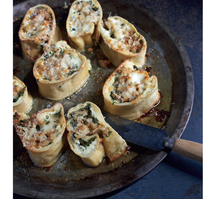 Pasta roll filled with fried cauliflower & ricotta (rotolo di cavolfiore e ricotta)